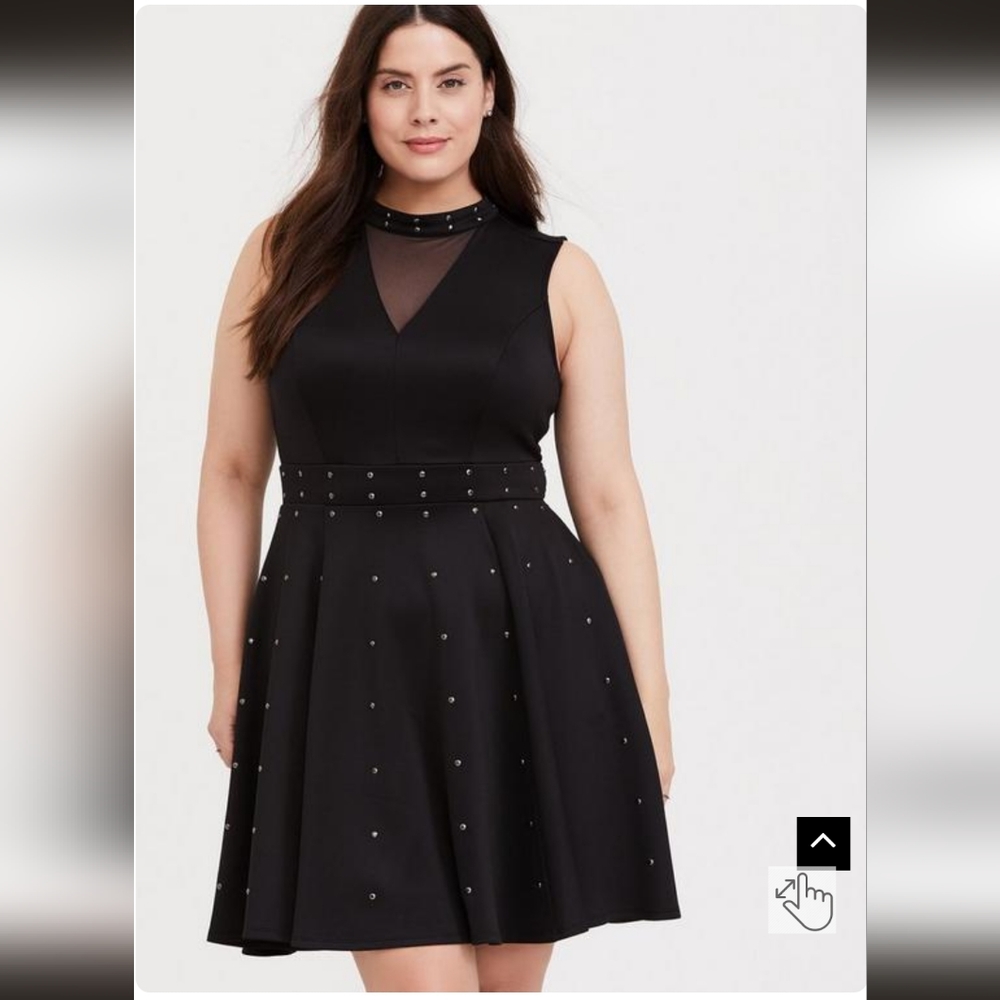 Torrid Black Scuba Knit Studded Skater Dress Size 3